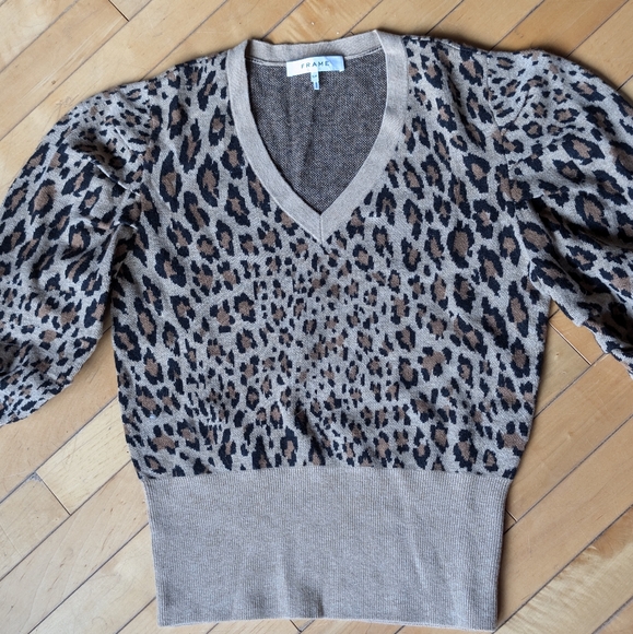 FRAME Wool Blend Leopard Print Sweater - Picture 5 of 6